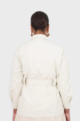 Ivory patch pocket belted safari jacket