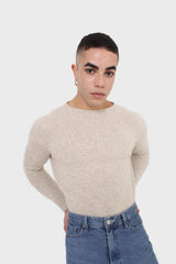 Ivory cashmere wool blend knit top