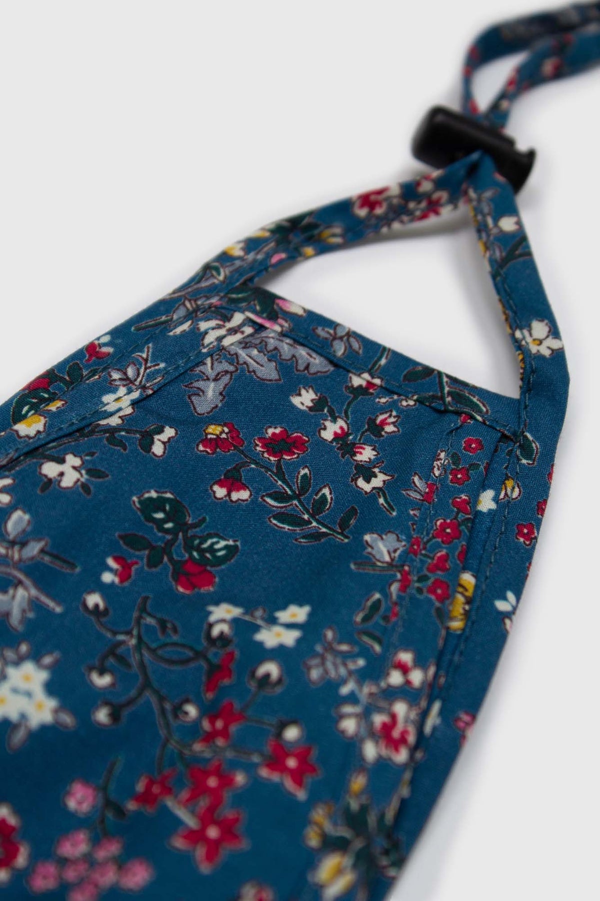 Blue and yellow multi floral pure cotton face mask