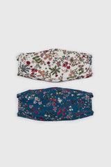 Blue and yellow multi floral pure cotton face mask