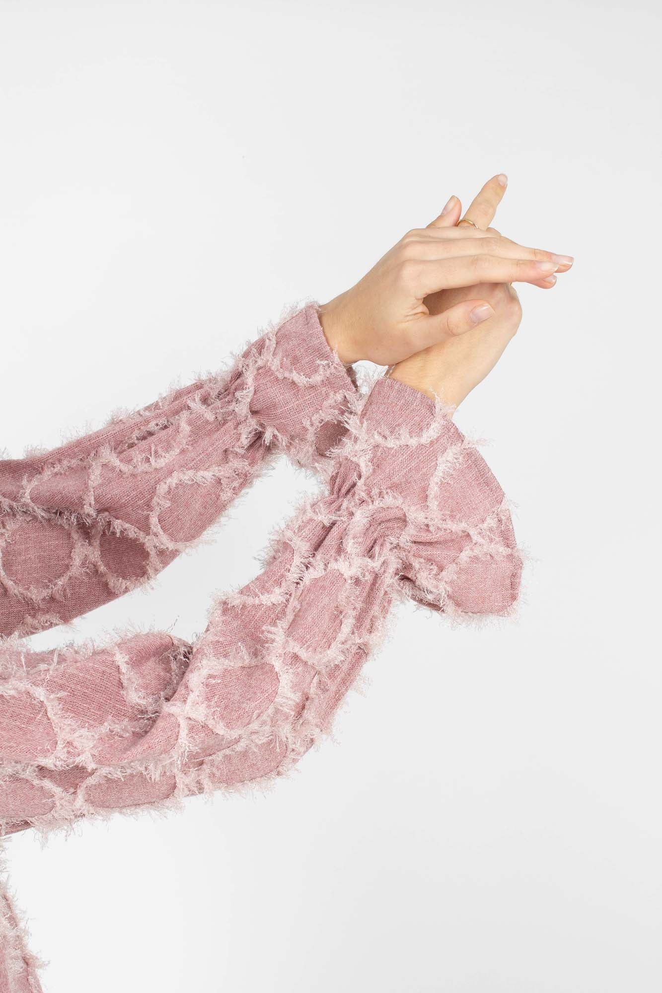 Pale pink cross tuft pattern blouse
