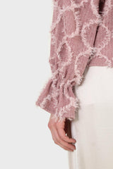 Pale pink cross tuft pattern blouse