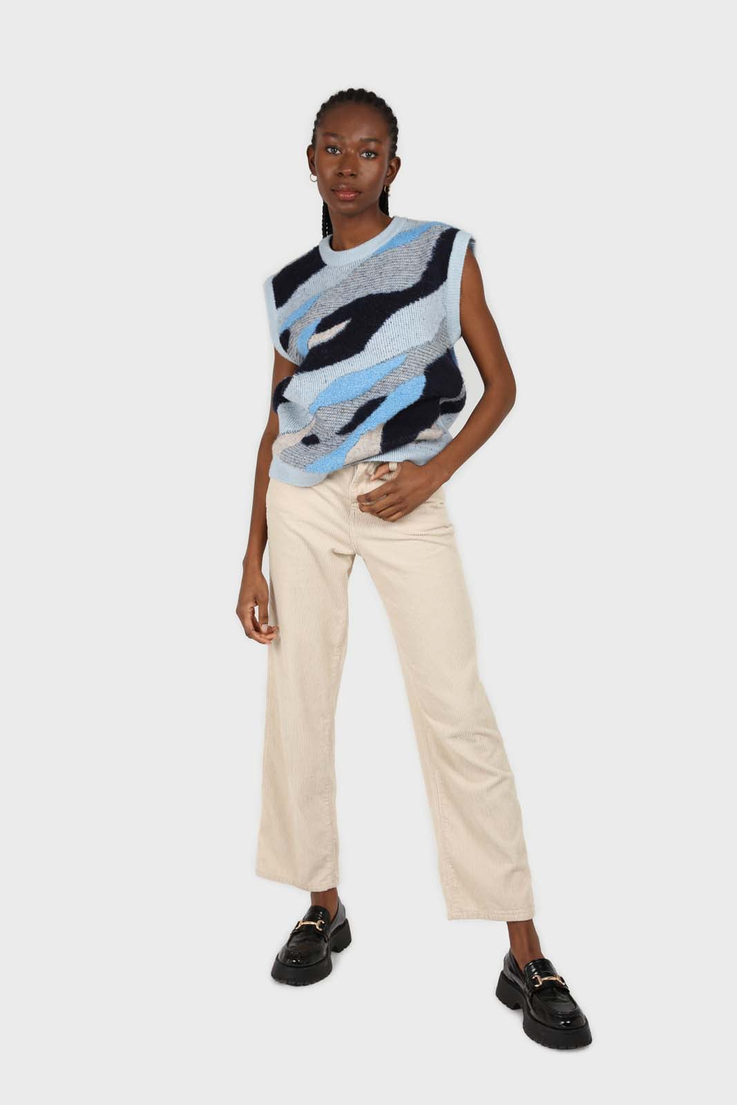Ivory corduroy loose fit trousers - 812