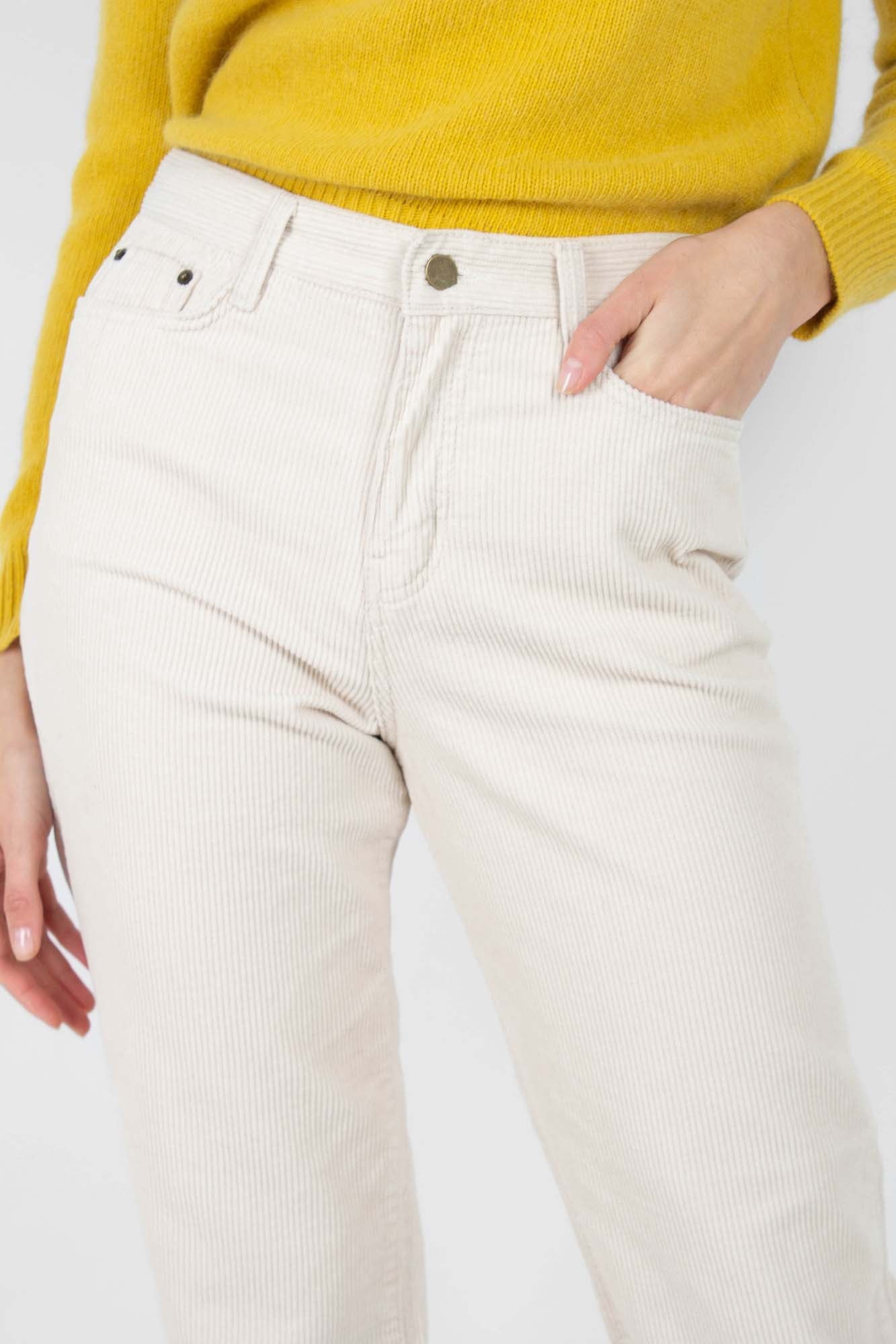 Ivory corduroy loose fit trousers - 812