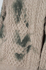 Beige and khaki tie dye V neck jumper