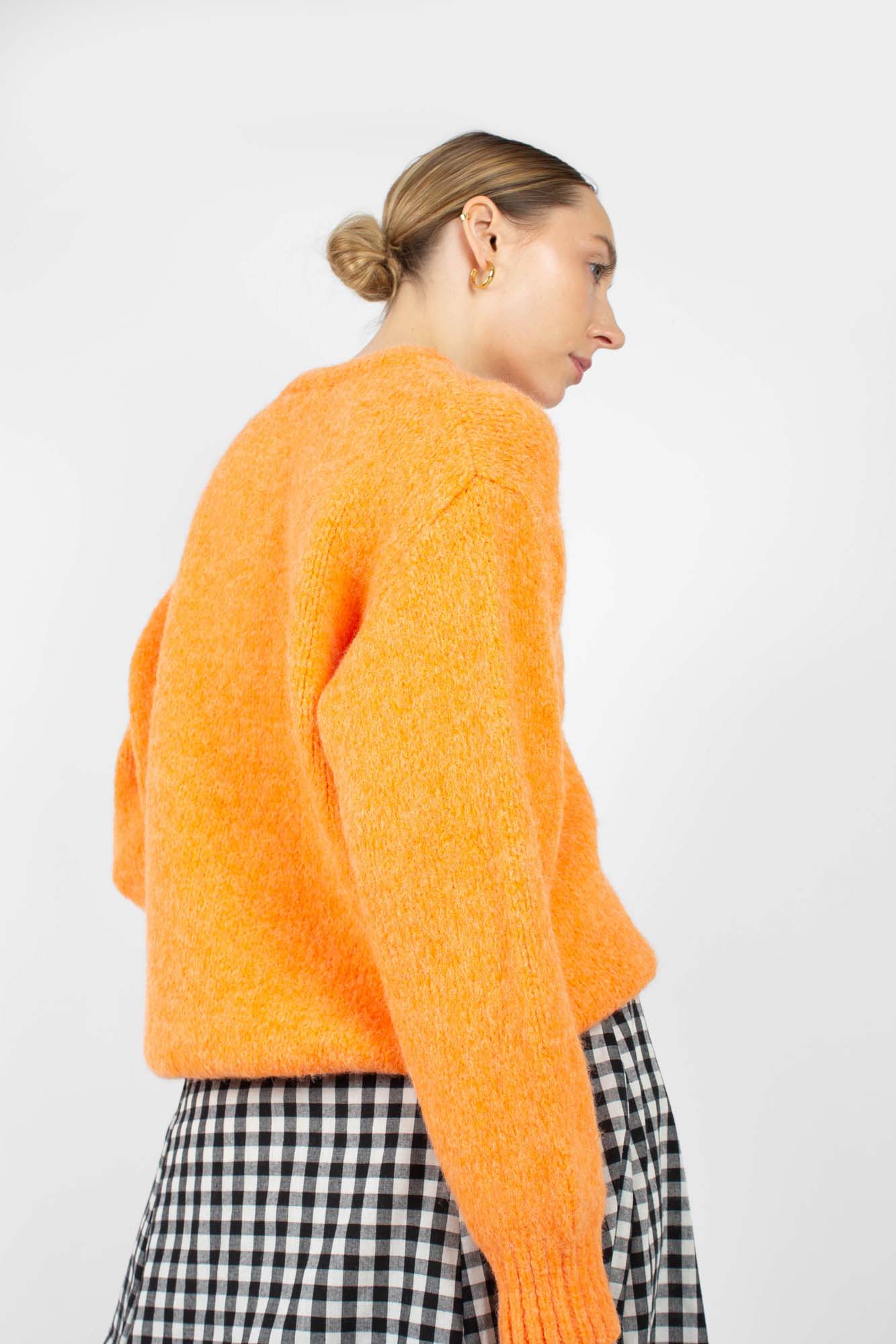 Bright orange crew neck loose fit jumper