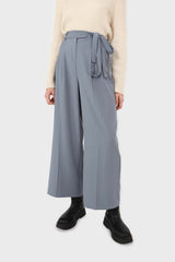 Blue soft belted loose fit trousers