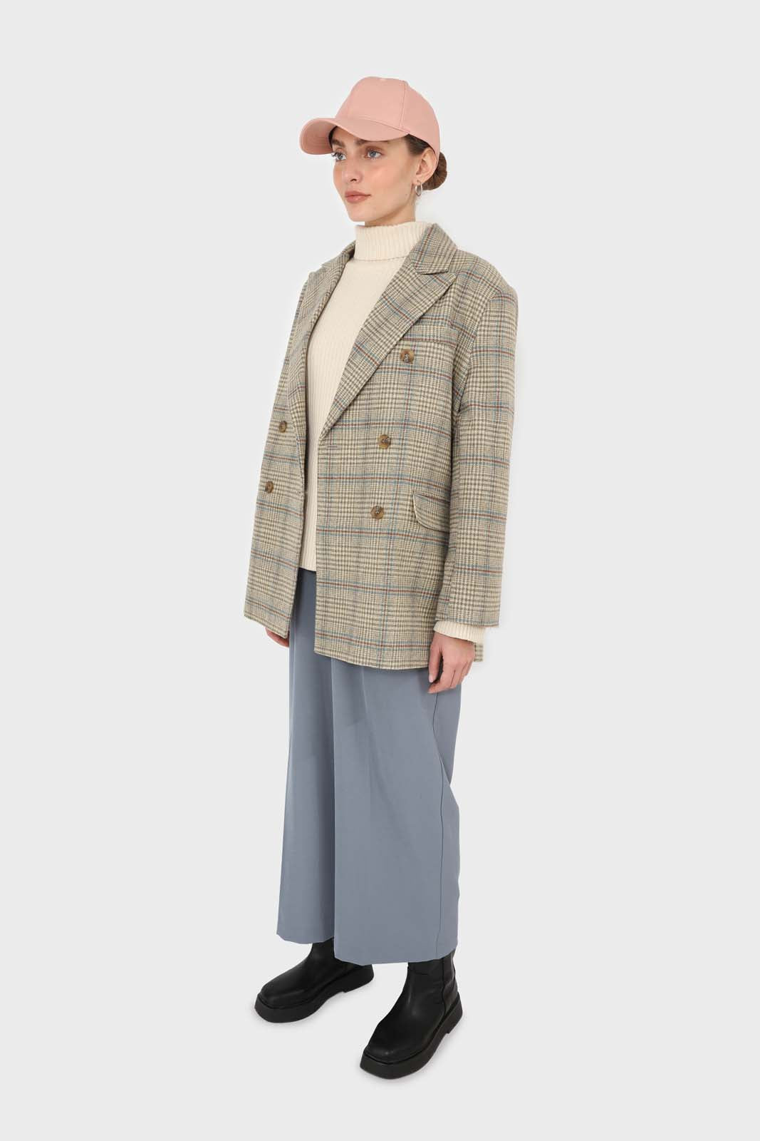 Blue soft belted loose fit trousers
