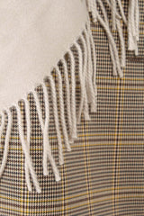 Beige and yellow houndstooth checked oversized blazer