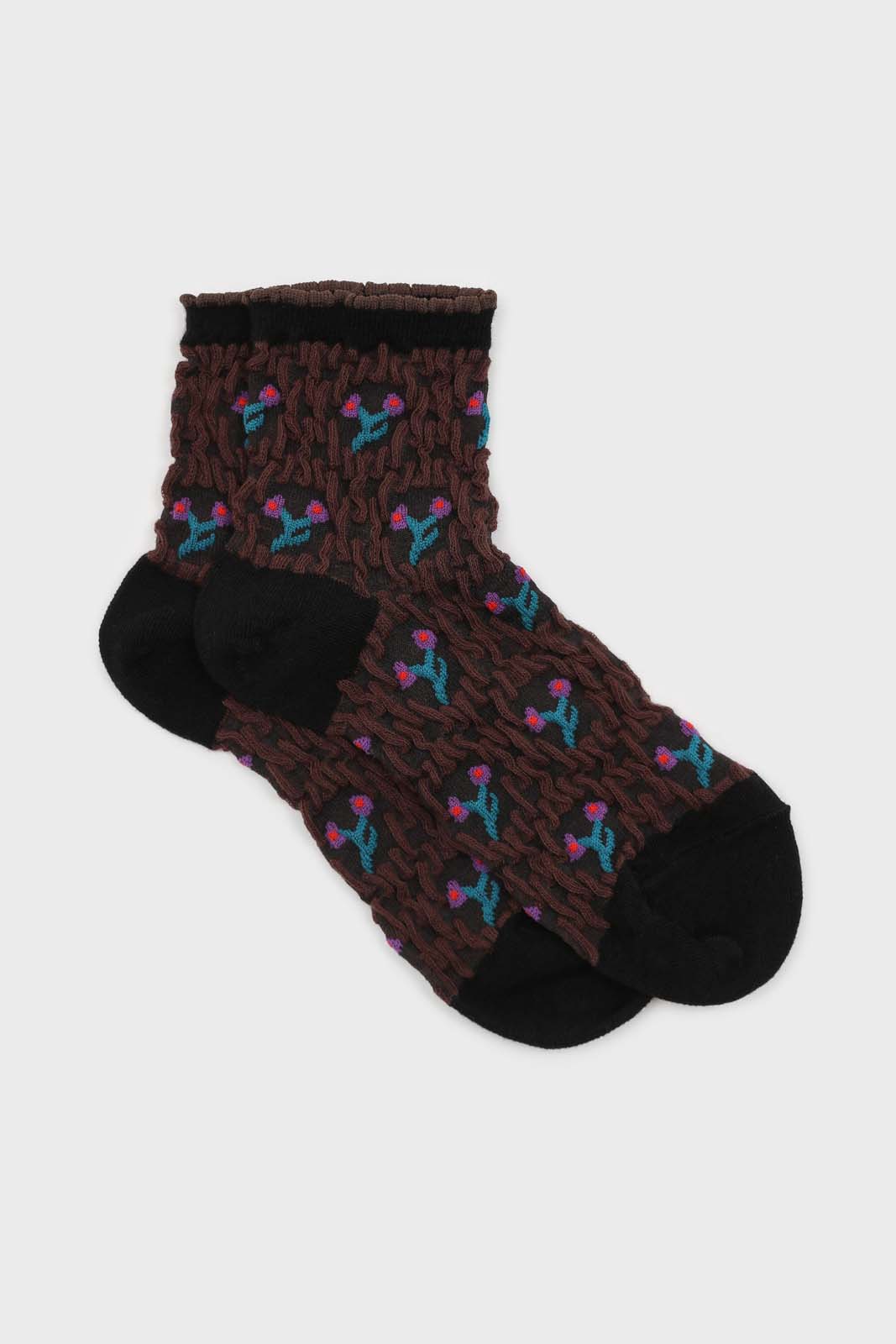 Black and purple cherry textured socks