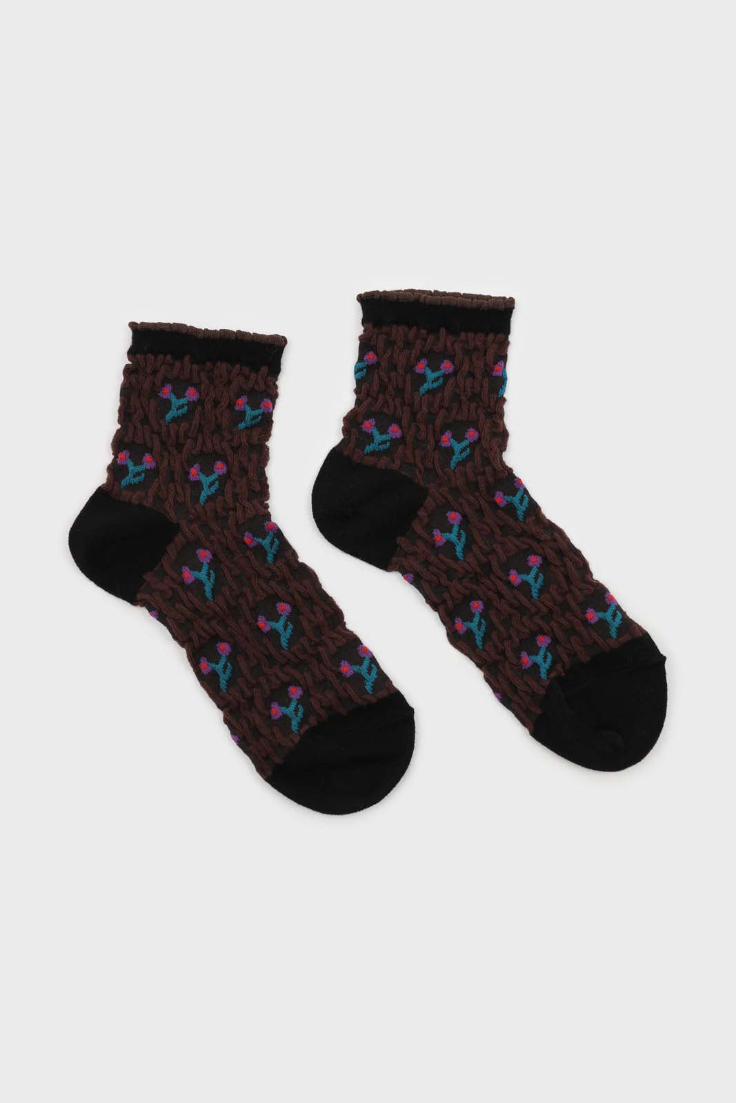 Black and purple cherry textured socks