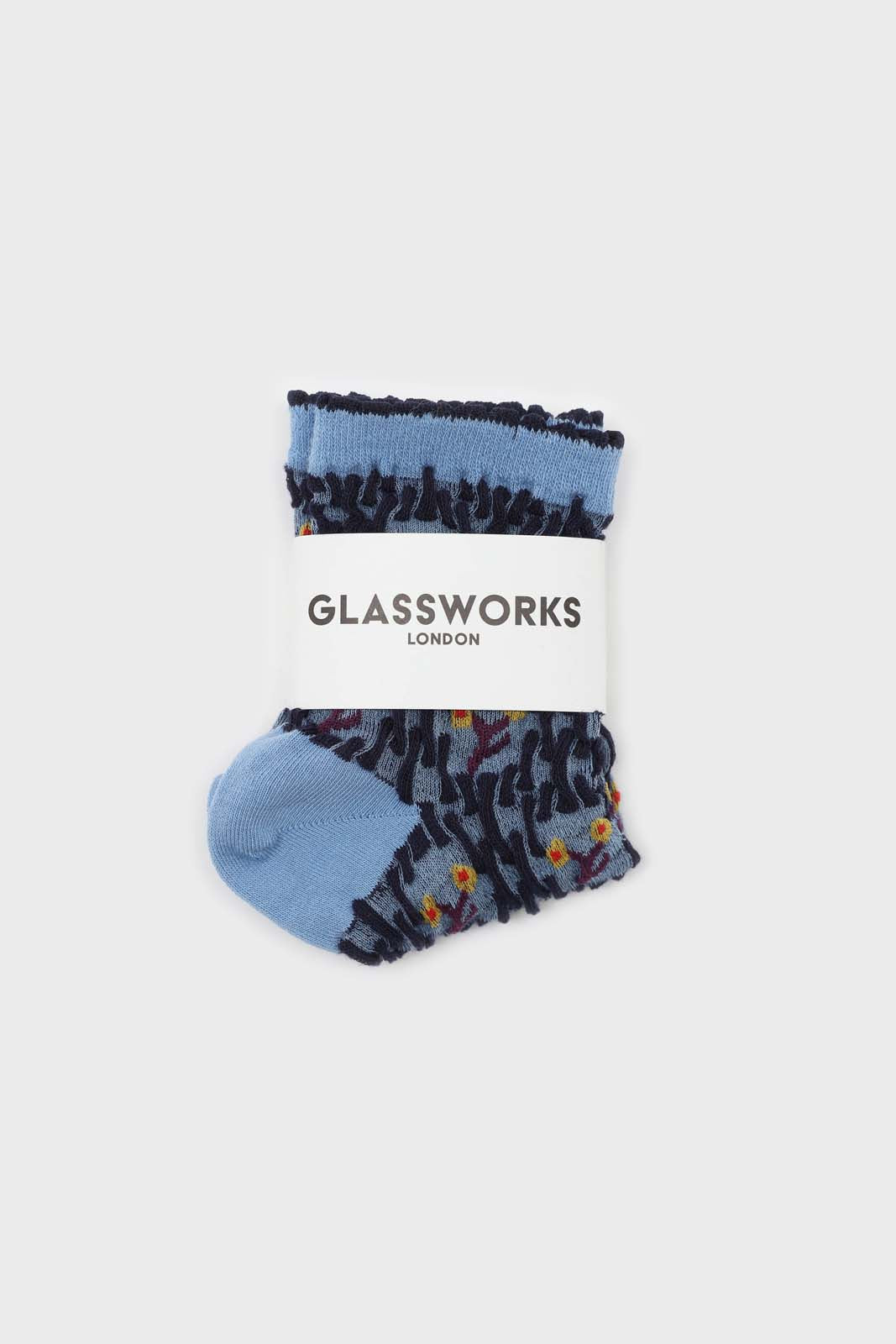 Blue and yellow cherry textured socks