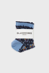Blue and yellow cherry textured socks