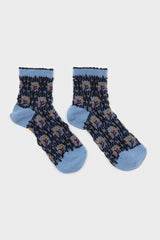 Blue and yellow cherry textured socks