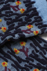 Blue and yellow cherry textured socks
