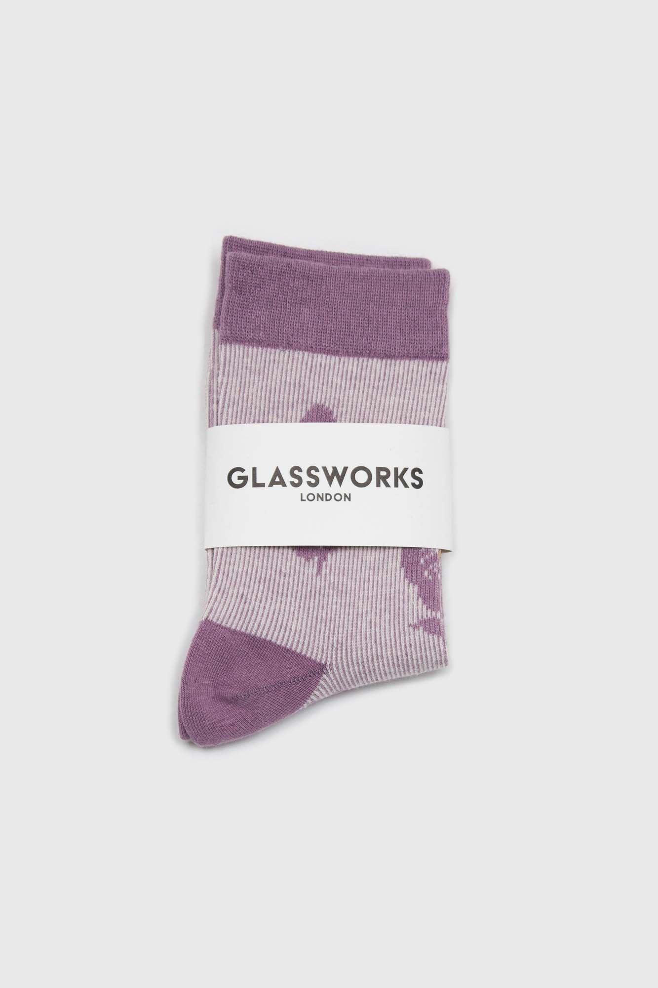 Lilac jacquard flower socks