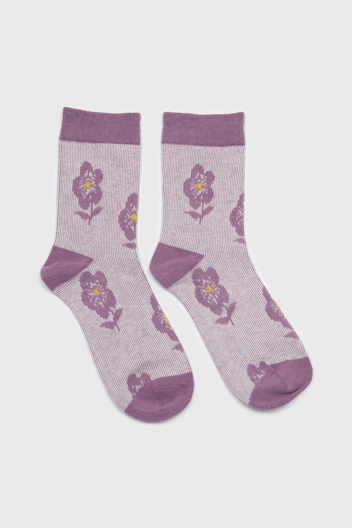 Lilac jacquard flower socks