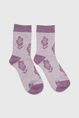 Lilac jacquard flower socks