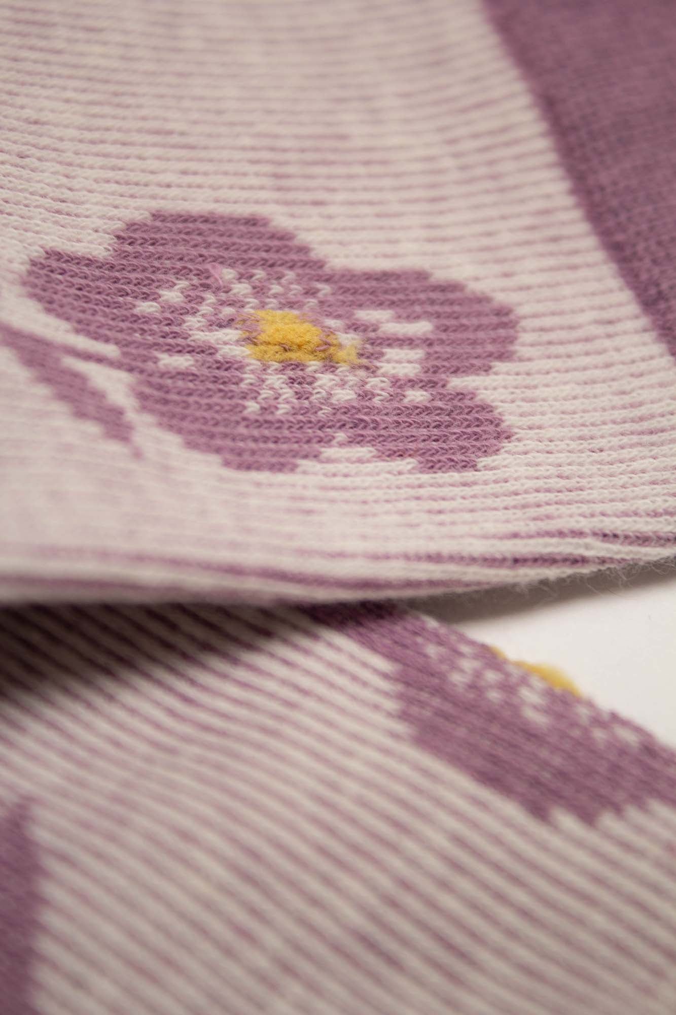 Lilac jacquard flower socks