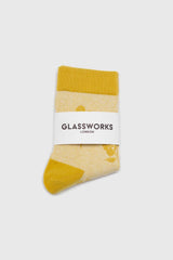 Yellow jacquard flower socks