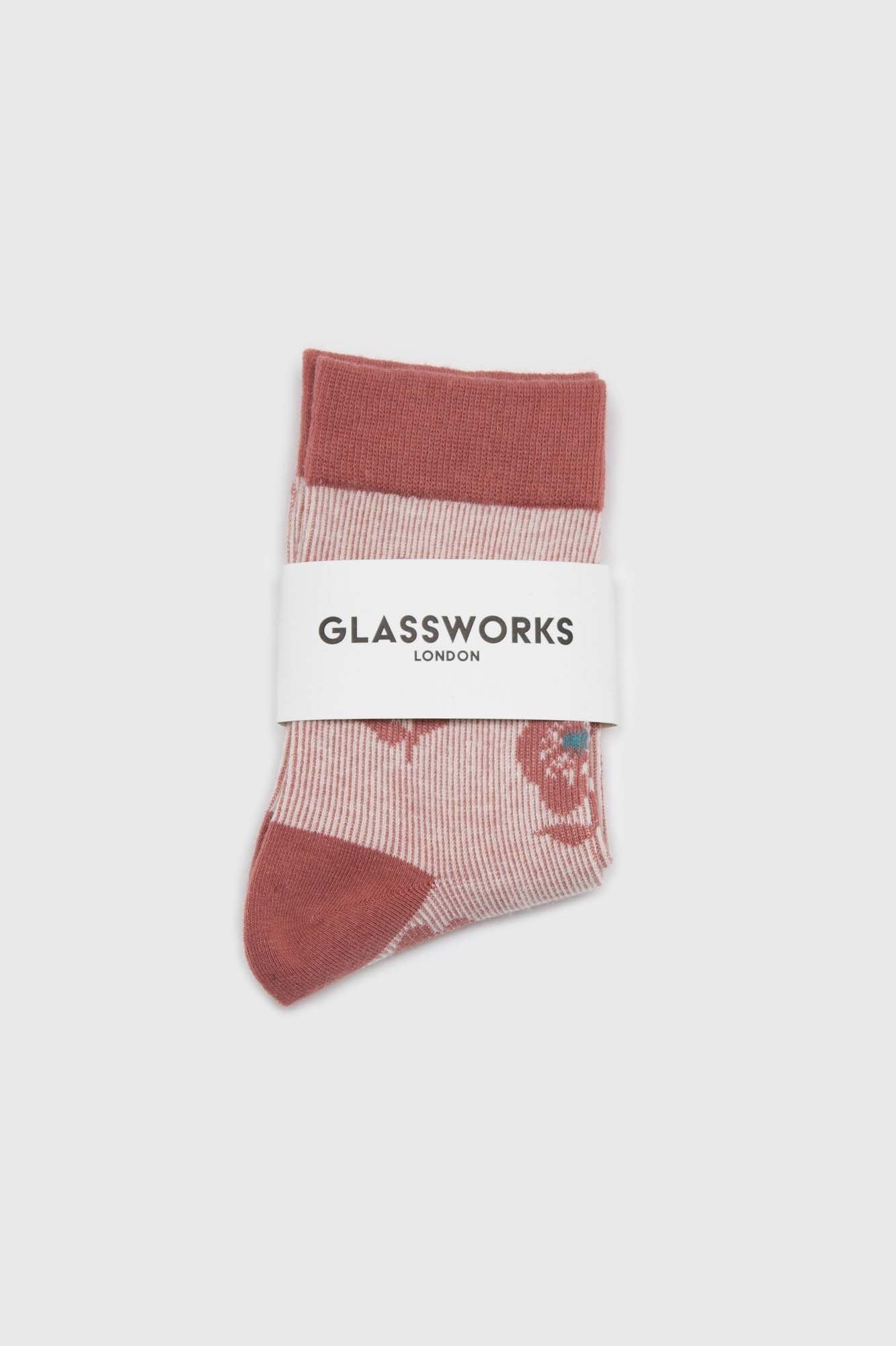 Pink jacquard flower socks