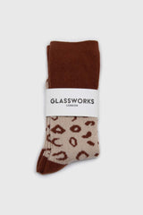 Beige and brown leopard outline socks