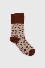 Beige and brown leopard outline socks