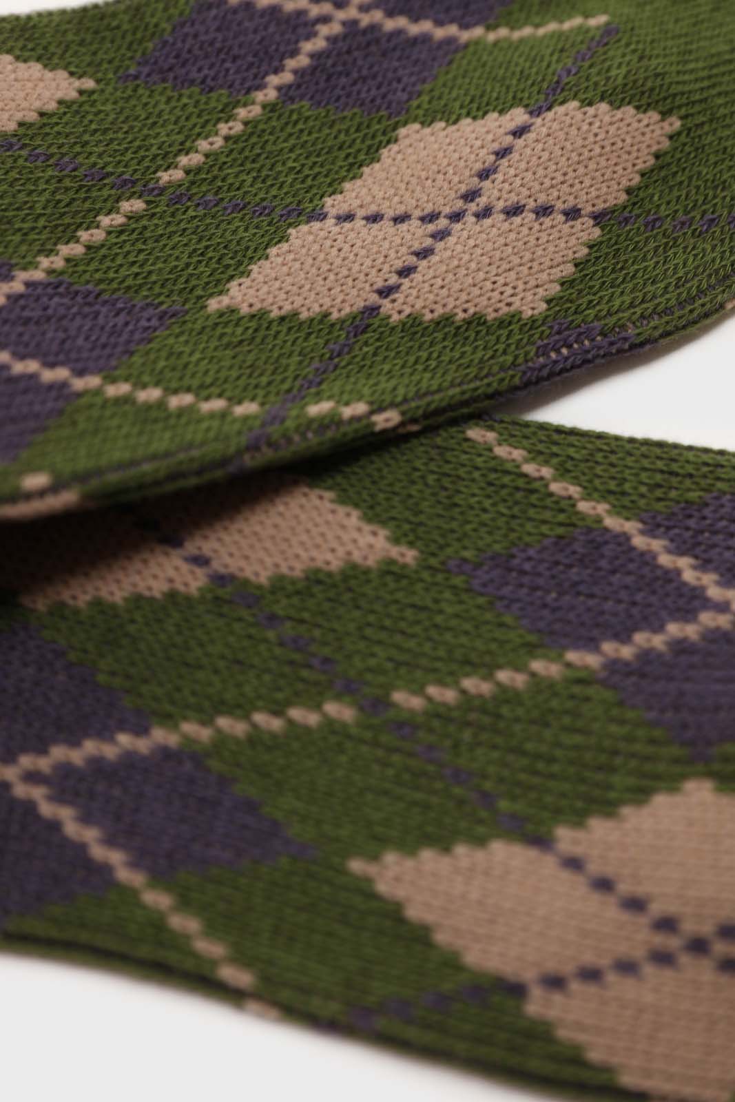 Khaki blue and beige argyle socks
