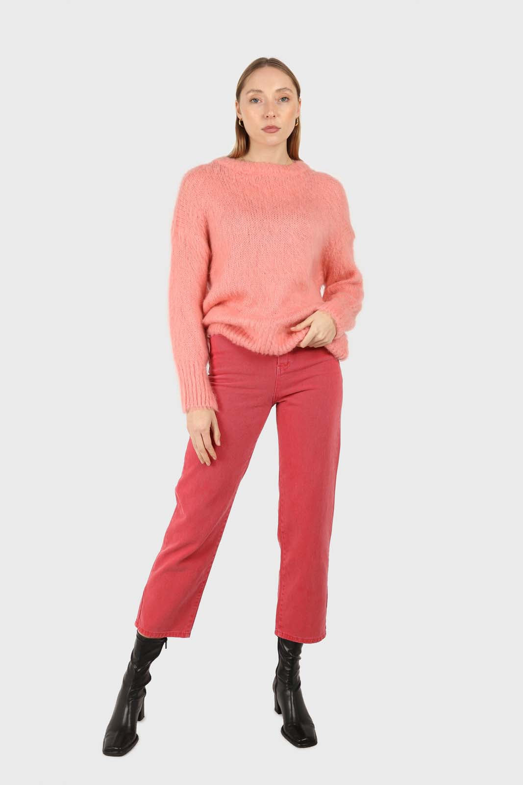 Washed red mom jeans - 209