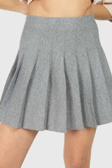 Grey pleated knit mini skirt