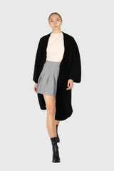 Grey pleated knit mini skirt