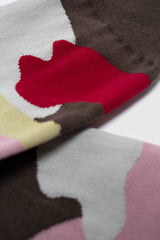 Khaki and red abstract print socks