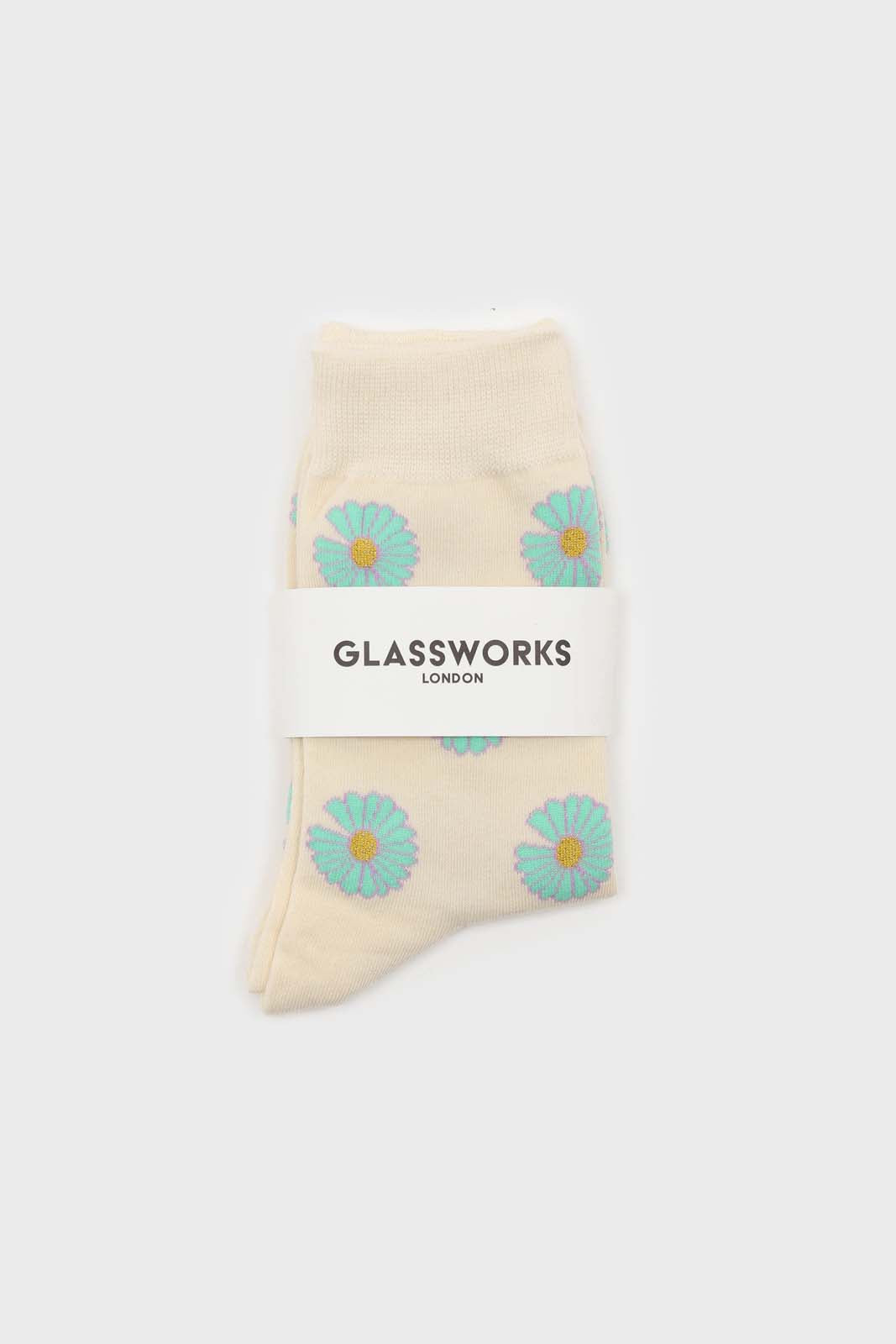 Ivory and mint daisy print socks