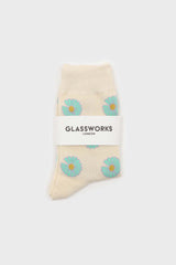 Ivory and mint daisy print socks