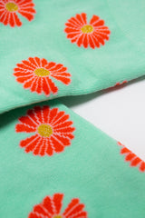 Mint and orange daisy print socks