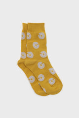 Mustard and grey daisy print socks