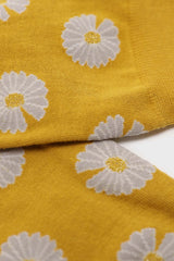 Mustard and grey daisy print socks