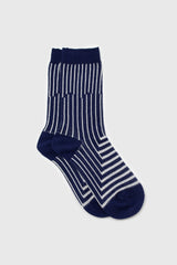 Navy and white geometric socks