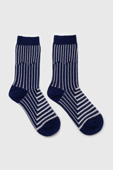 Navy and white geometric socks