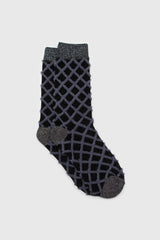Grey fuzzy diamond metallic socks