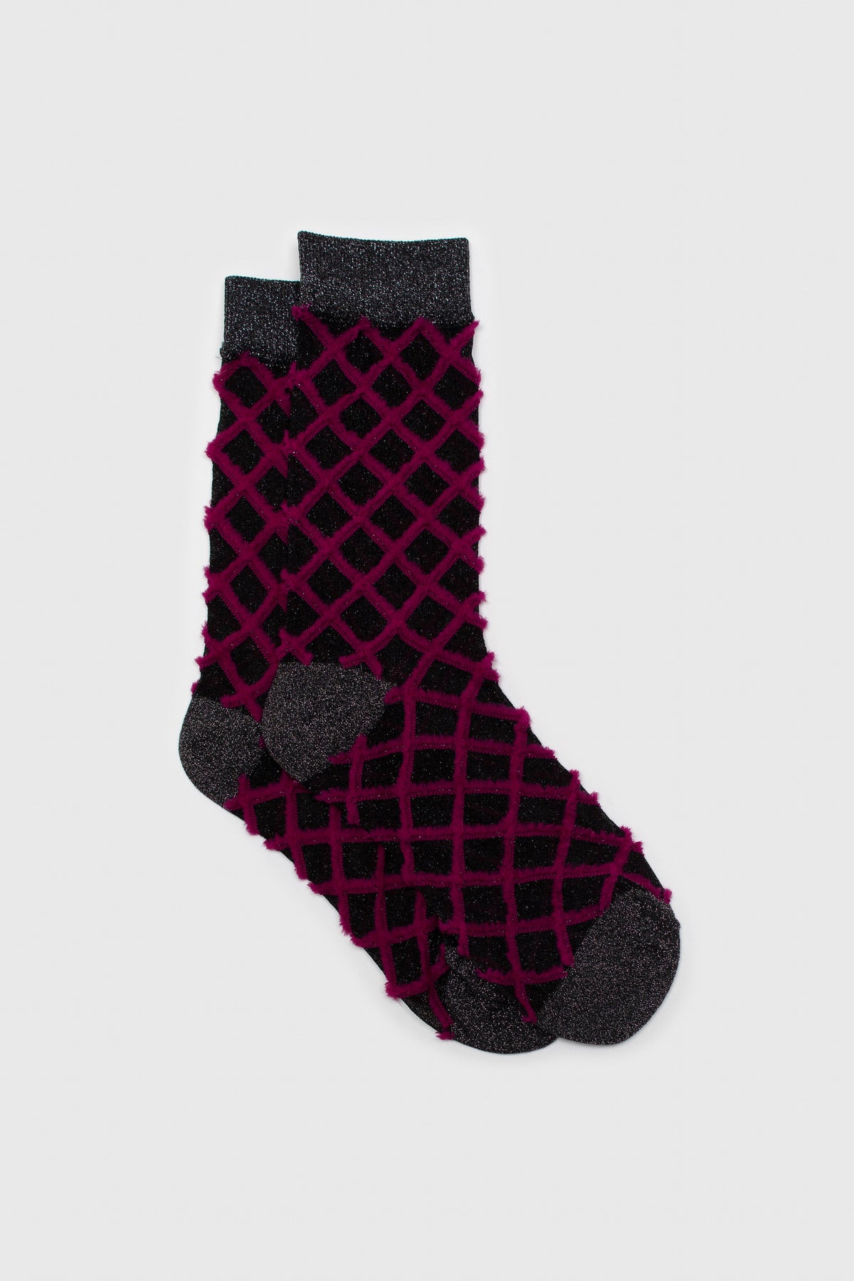 Purple fuzzy diamond metallic socks