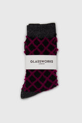 Purple fuzzy diamond metallic socks