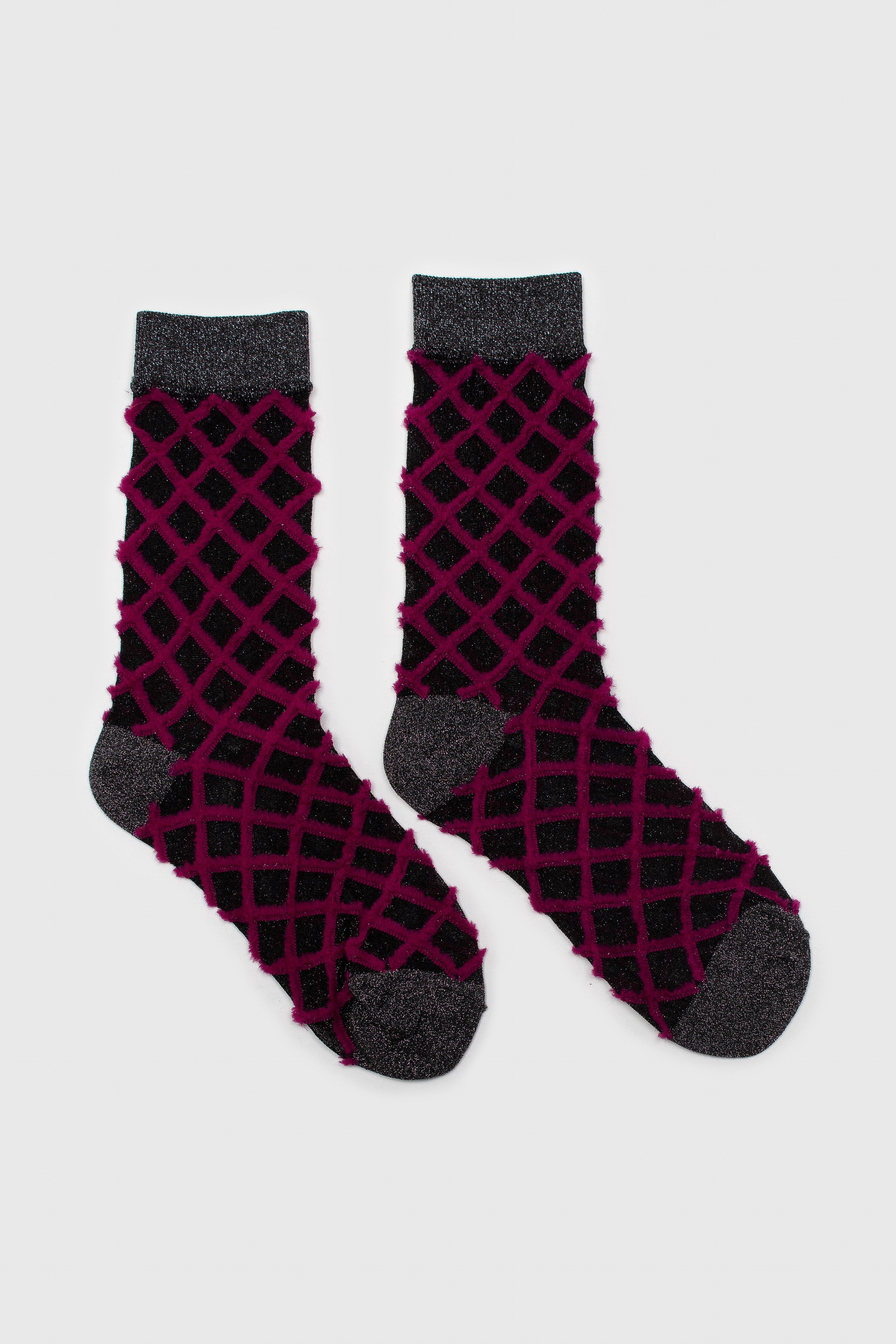 Purple fuzzy diamond metallic socks