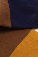 Camel and blue triple colorblock socks