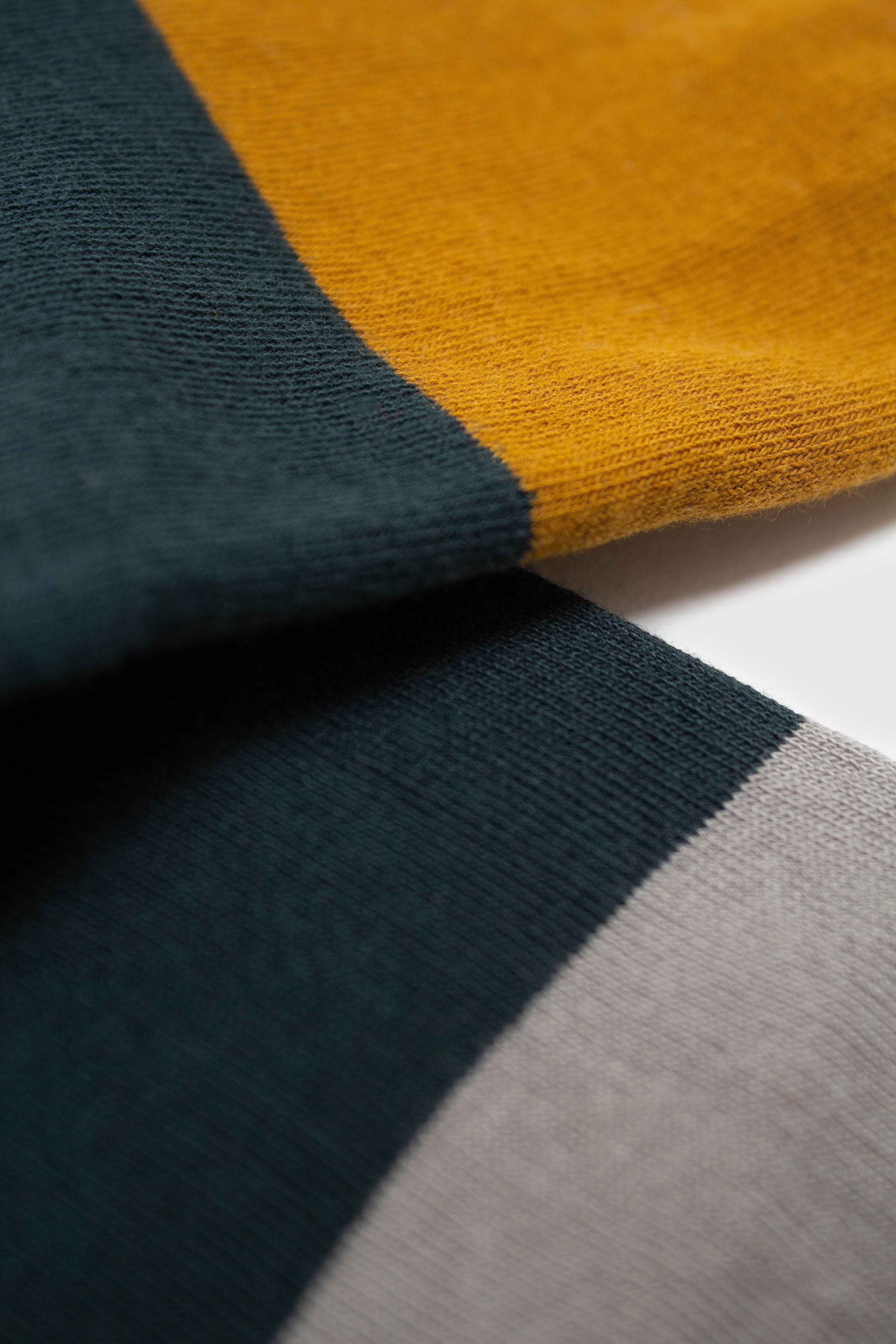 Teal and mustard triple colorblock socks