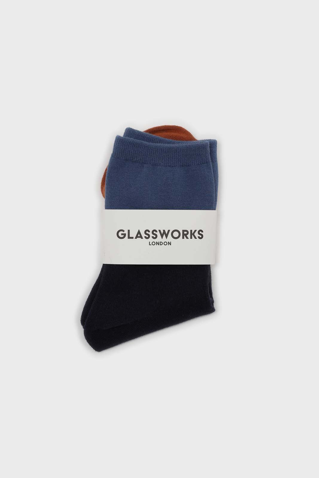 Navy and blue triple colorblock socks