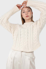 Ivory chunky cable knit top