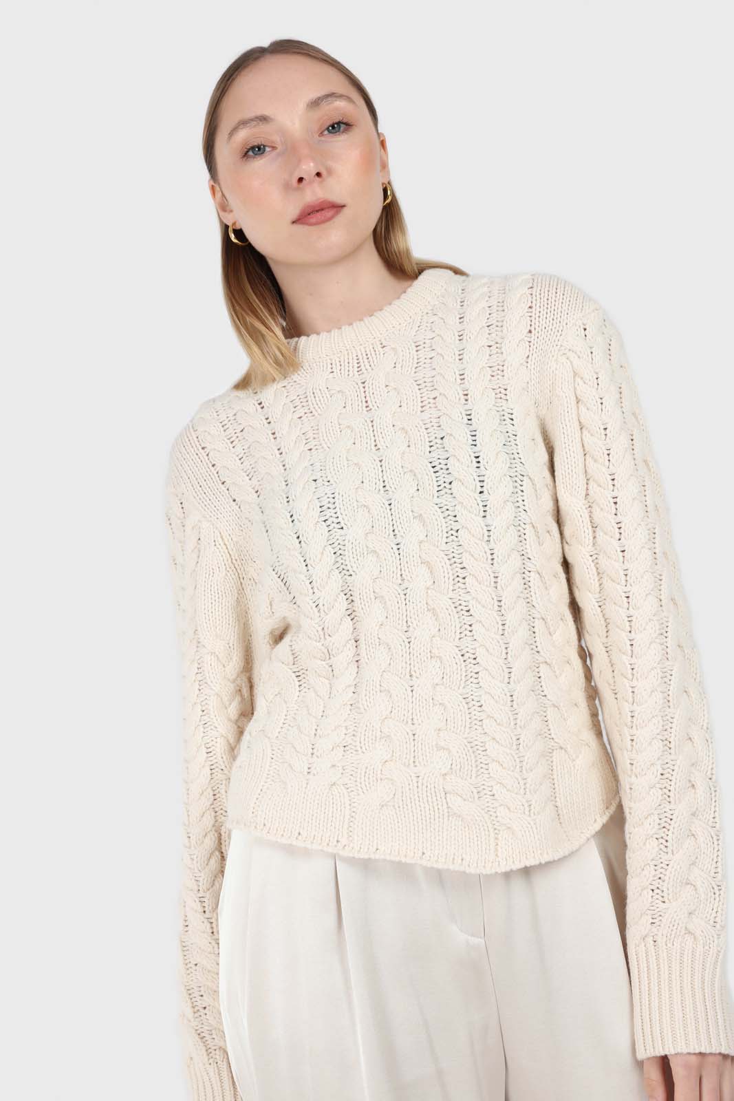 Ivory chunky cable knit top