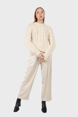 Ivory chunky cable knit top