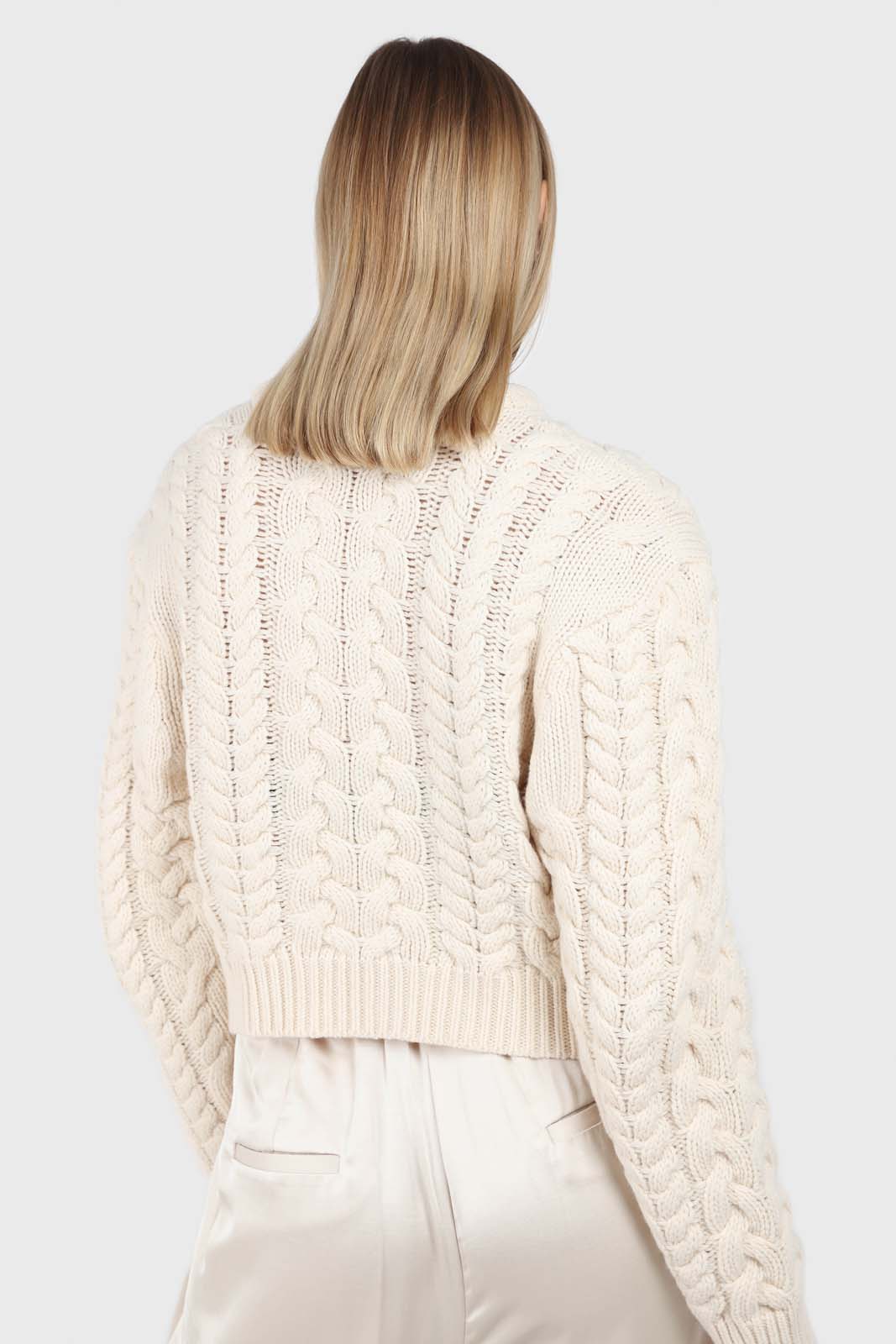 Ivory chunky cable knit top